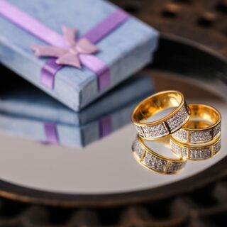 Gold and silver rings close-up