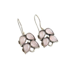 Jeweltos Silver-Tone Hoop Dangle Earrings with Faceted Deep Green Triangular Stones