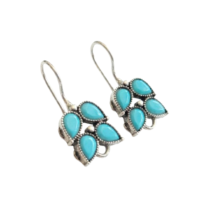 Jeweltos Bohemian Oxidized Silver-Tone Drop Earrings with Triangular Blue Faceted Stones